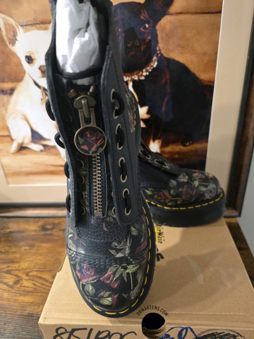 DR. MARTENS SINCLAIR DECAYED ROSES LEATHER PLATFORM BOOTS MENS SIZE 10 US NEW - Picture 2 of 16